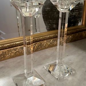 Pair of Vintage Crystal Candle Holders, Oleg Cassini